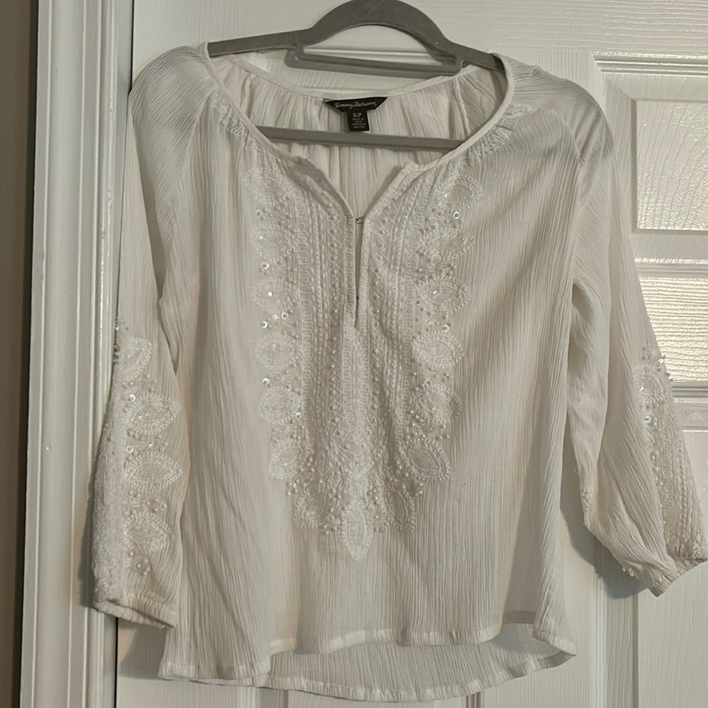 Tommy Bahama gauze beaded top